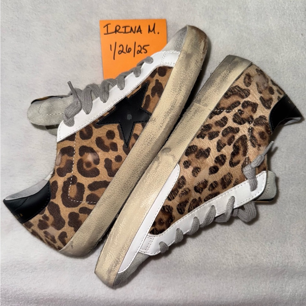 GOLDEN GOOSE Suede Toe Leopard Superstar Size 39 (US Women’s 8.5) New in Box - Picture 7 of 16